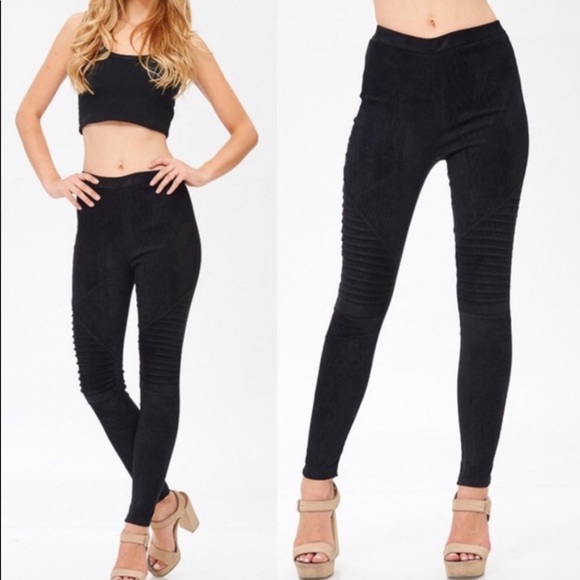 ⭐️LAST ONE!⭐️❤️ Black Suede Moto Leggings! - Picture 3 of 4